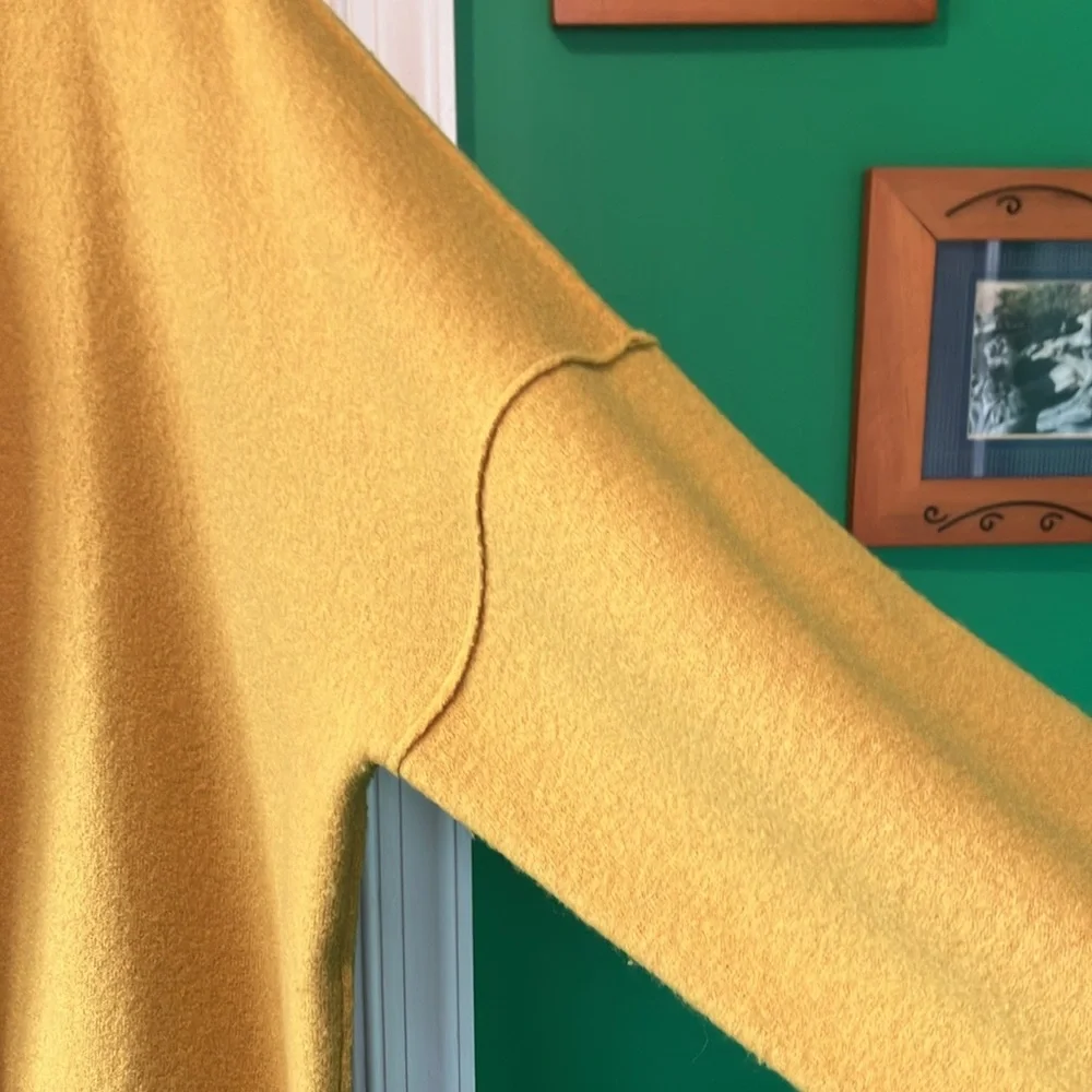 Eileen fisher Women's XL Mustard Yellow Sweater long boiled wool kimono coat - Picture 6 of 11